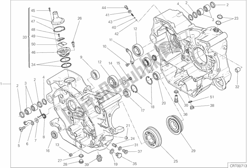 All parts for the Complete Half-crankcases Pair of the Ducati Scrambler Sixty2 Thailand USA 400 2017